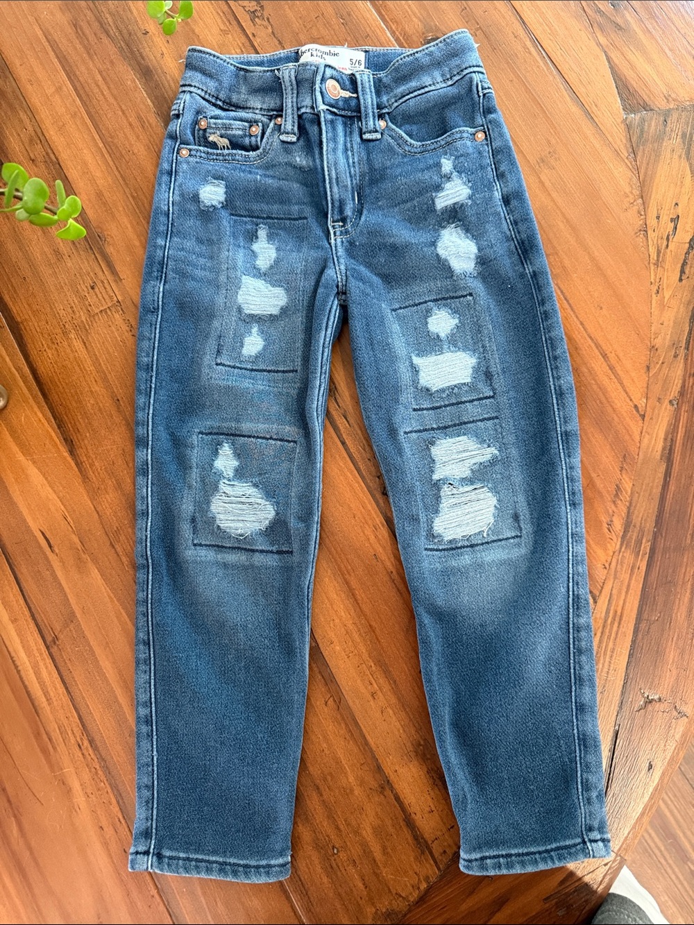 abercrombie kids Blue Distressed Patch Jeans